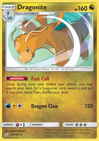 Dragonite Pokémon card #119