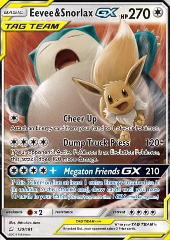 Eevee & Snorlax GX Pokémon card #120