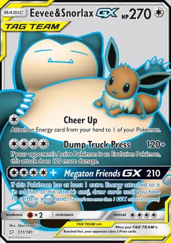 Eevee & Snorlax GX Pokémon card #171