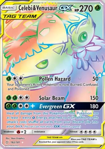 Celebi & Venusaur GX Pokémon card #182