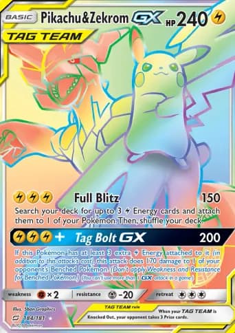 Pikachu & Zekrom GX Pokémon card #184