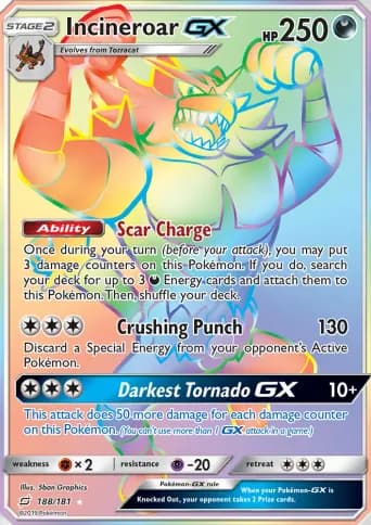 Incineroar GX Pokémon card #188