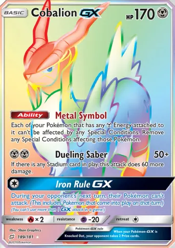 Cobalion GX Pokémon card #189