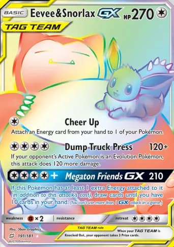 Eevee & Snorlax GX Pokémon card #191