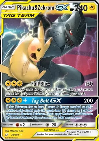 Pikachu & Zekrom GX Pokémon card #33