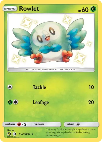 Rowlet Pokémon card #SV2