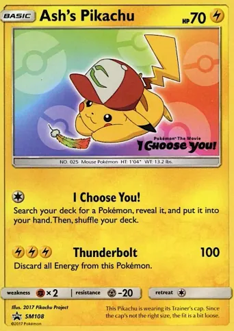 Ash's Pikachu Pokémon card #SM108