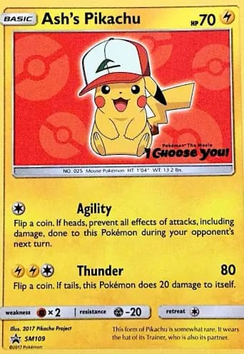 Ash's Pikachu Pokémon card #SM109