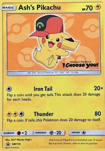 Ash's Pikachu Pokémon card #SM110