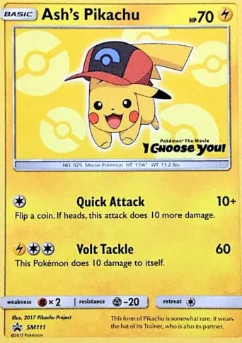 Ash's Pikachu Pokémon card #SM111