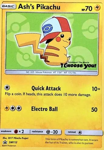 Ash's Pikachu Pokémon card #SM112