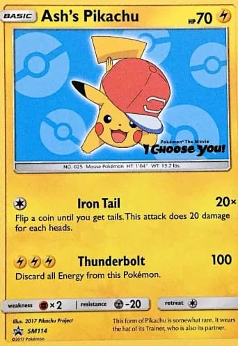 Ash's Pikachu Pokémon card #SM114