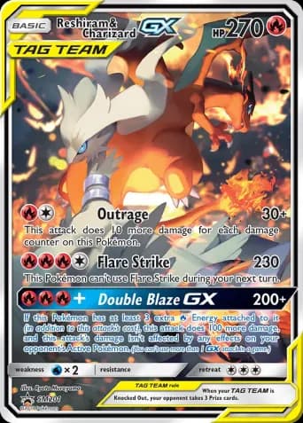 Reshiram & Charizard GX Pokémon card #SM201
