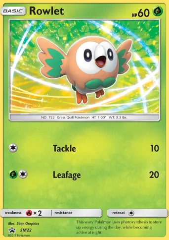 Rowlet Pokémon card #SM22