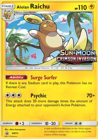 Alolan Raichu Pokémon card #SM72