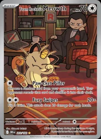 Team Rocket's Meowth Pokémon card #203