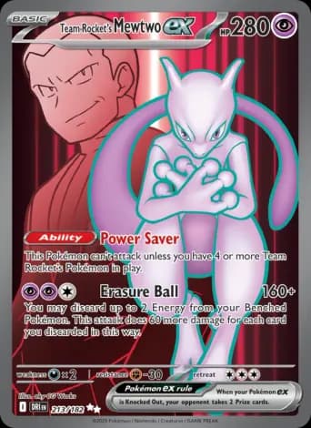 Team Rocket's Mewtwo ex Pokémon card #213