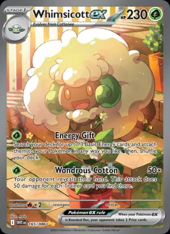 Whimsicott ex Pokémon card #165