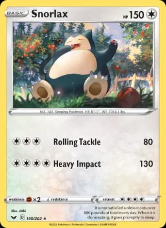 Snorlax Pokémon card #140