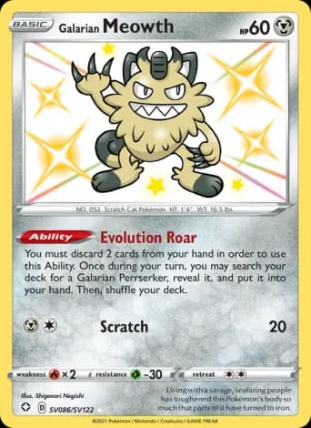 Galarian Meowth Pokémon card #SV086