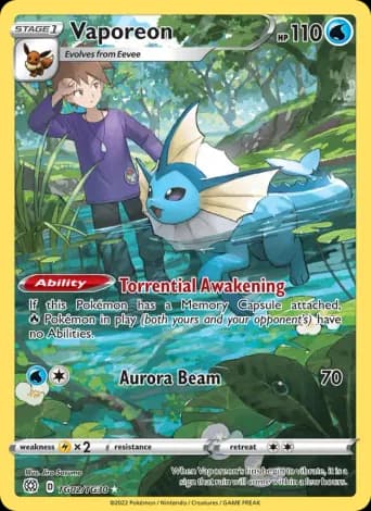 Vaporeon Pokémon card #TG02
