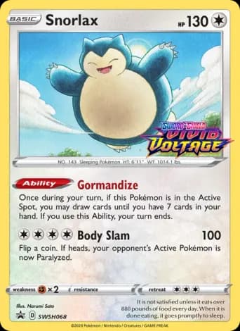 Snorlax Pokémon card #SWSH068