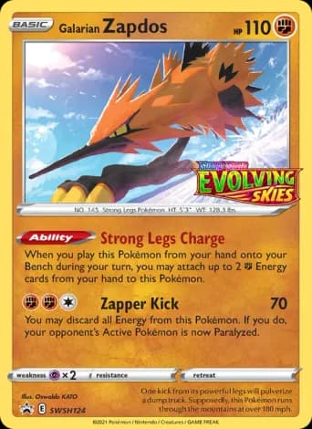 Galarian Zapdos Pokémon card #SWSH124