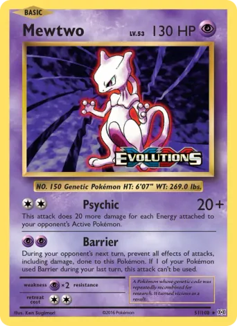 Mewtwo Pokémon card #51