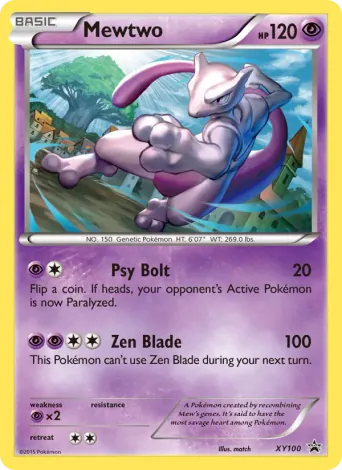 Mewtwo Pokémon card #XY100